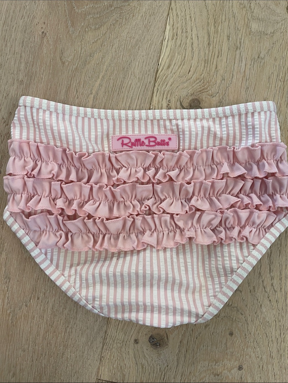 Ruffle Butts Pink Striped Ruffle Swim Bikini Bottom